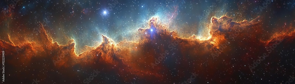 Poster exploring cosmic wondersnebula formation in deep space astronomy art celestial environment galactic 