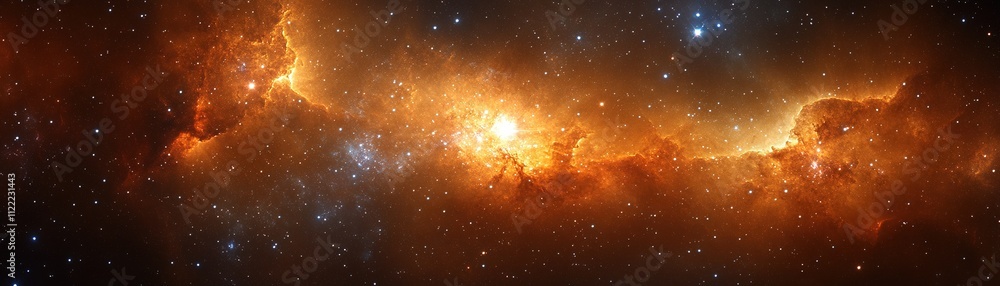 Poster exploring celestial phenomena outer space astronomy visuals cosmic environment wide-angle view stell