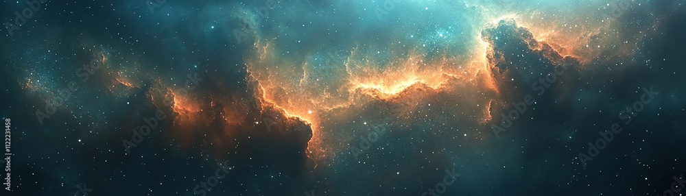 Poster exploring cosmic wondersnebula phenomena outer space digital art stellar environment wide angle astr
