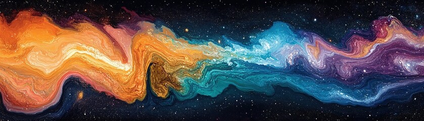 Obraz premium Cosmic swirls of color deep space abstract art stellar environment wide angle celestial beauty for digital art enthusiasts