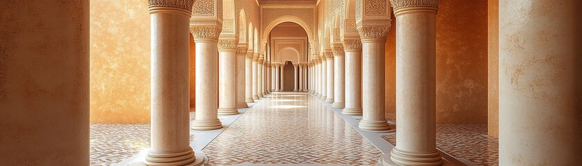 Obraz premium Majestic architectural corridor historical palace digital image exquisite design interior view cultural heritage showcase
