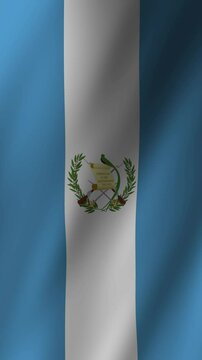 Vertical Flag of Guatemala waving animation, Vertical Guatemala Flag footage video waving in wind