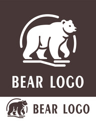 Modern polar bear logo design featuring a minimalist silhouette of a polar bear in motion