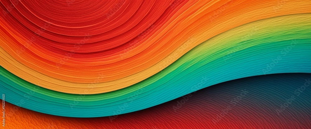 Poster colorful abstract layers creating a vibrant wave effect in modern design