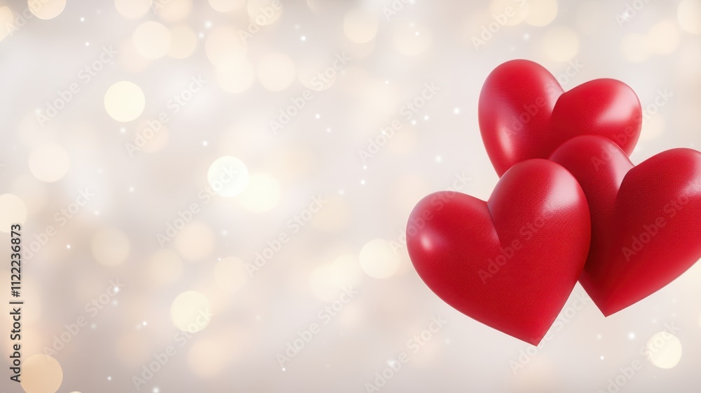 Poster lovely hearts on a soft cream backdrop evoke warmth and affection in a minimalist design
