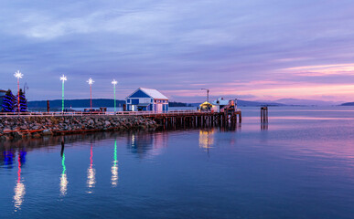 Stunning Sunrise Over Sidney Pier on Vancouver Island, British Columbia