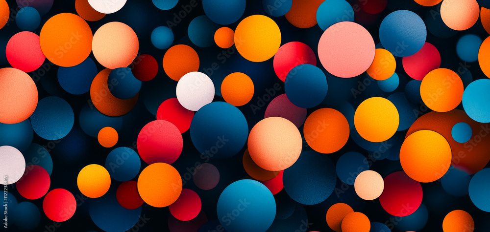Poster colorful circles create a vibrant abstract design. this colorful arrangement of circles showcases a 