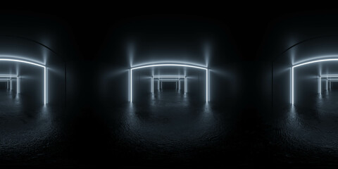 Futuristic Neon Archway in Dark Space 360 vr panorama