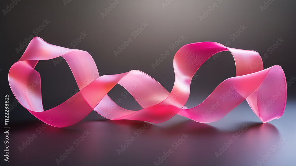 Aufkleber colorful pink ribbon twisting in elegant patterns on a dark background