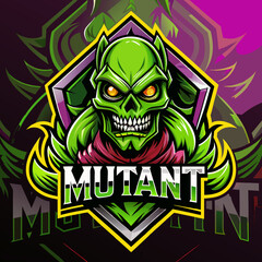 Unique toxic mutant esports logo featuring a menacing skull and vibrant design elements