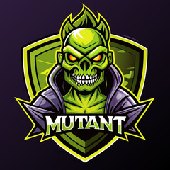 Unique toxic mutant esports logo featuring a fierce green character with a bold design for gaming teams