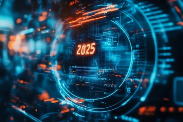 2025 Digital Interface. Futuristic technology concept.