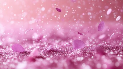 Mesmerizing Shimmering Pink Petals and Sparkling Particles