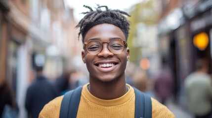 Fototapeta premium Smiling Young Man in City Street