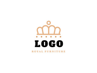 MPLeader_Logo_NuNuGeometric logo template. Golden line image of golden crown, abstract symbol in ornamental Arabic style, emblem for luxury goods, jewelry, oriental cosmetics, restaurants, shops and r