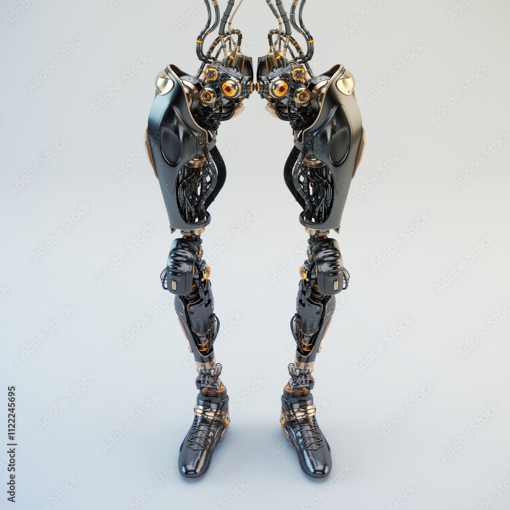 Aufkleber futuristic bionic humanoid robot legs with intricate mechanical components showcasing advanced engin