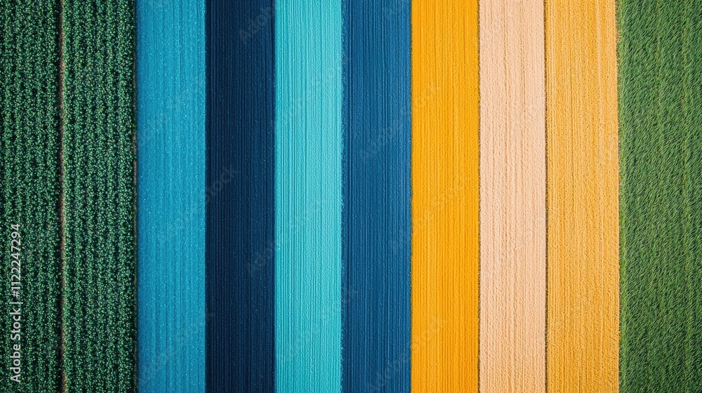 Poster a vibrant array of vertical stripes in various colors, showcasing textures ranging from green to yel
