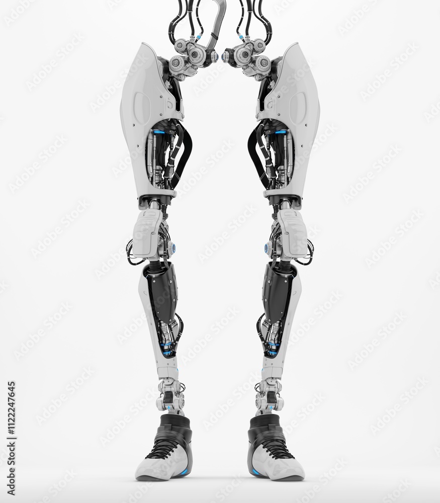 Poster futuristic robotic legs with advanced mechanical design and detailed components showcasing cutting-e