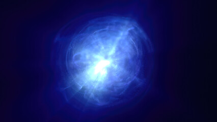 Obraz premium A luminous blue energy sphere core floating in a dark void, evoking a sense of technology and futuristic power. Great for sci-fi and tech themes