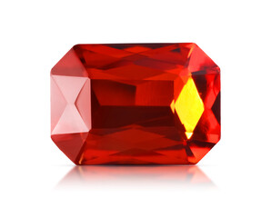 One red shiny gemstone isolated on white