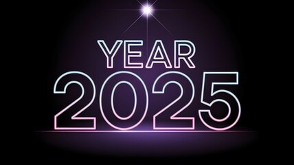 new year 2025 neon out line 