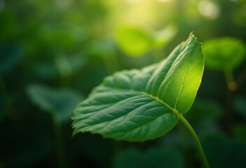 Vibrant green leaf in sunlight  detailed beauty.