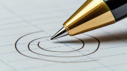 Close-Up View of Pen Creating Circular Patterns on Paper Surface