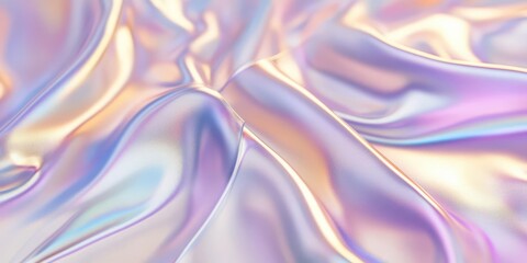Obraz premium A close-up of iridescent fabric, showcasing soft folds and shimmering colors.