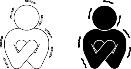 Shivering also called shuddering icon set