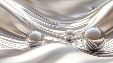 Swirling silver textures with translucent bubbles creating a minimalist aesthetic in a calm, abstract composition