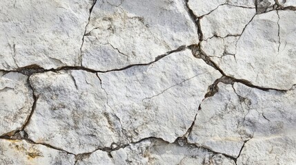 Obraz premium A close-up view of cracked, weathered white rock surface.