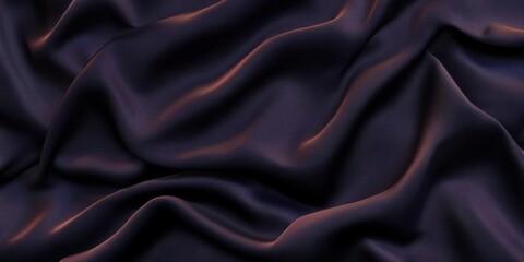 Obraz premium A close-up view of dark, flowing silk fabric showcasing smooth textures and gentle waves.