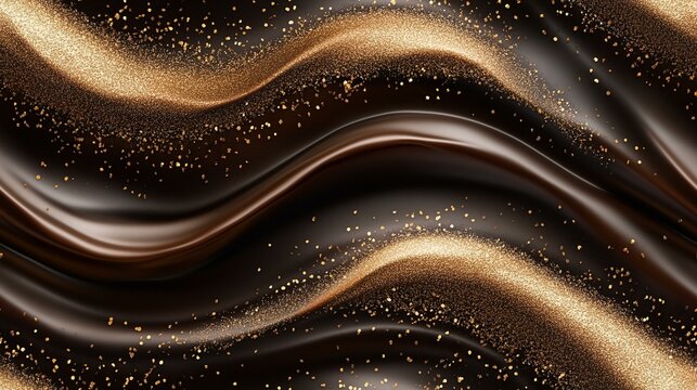 Dark Chocolate Background with Gold Glitter Texture