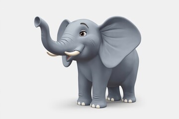 Obraz premium A cute, cartoonish 3D model of a gray elephant with big ears and a playful expression.