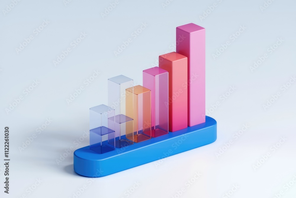 Aufkleber an upward trending bar graph showcasing growth and progress with vibrant colors.