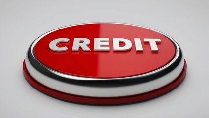 Fototapeta premium 3d rendered red credit button with metallic base