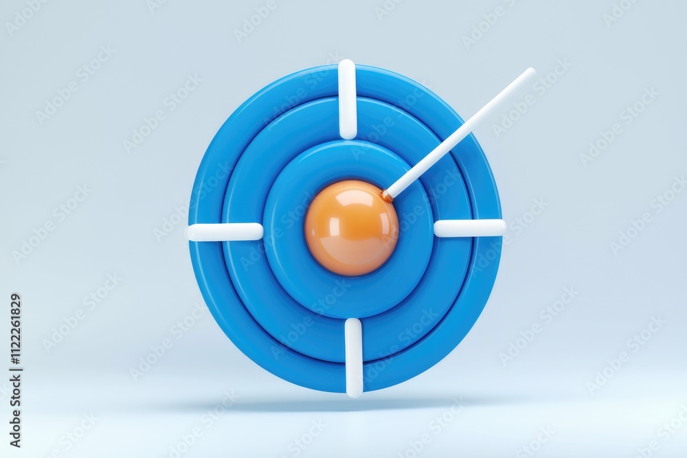 Poster A 3D rendering of a blue target with a white arrow hitting the bullseye, symbolizing achieving a goal.