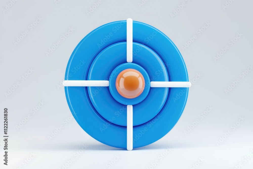 Poster Abstract 3D rendering of a target with concentric circles and crosshairs, symbolizing focus and accuracy.