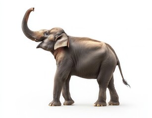 A single female African elephant, Loxodonta africana, isolated on white