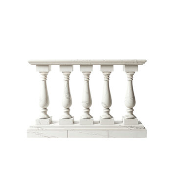 Elegant Whispers of Marble: A Harmonious Row of Balusters with Graceful Handrail Awaits Your Imagination.