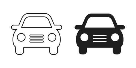 Obraz premium Vector Car Icons In Outline And Glyph