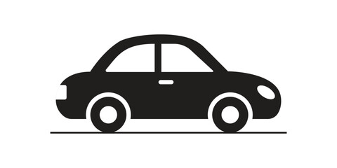 Vector Car Icon Silhouette Isolated On White