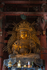 Obraz premium Golden Buddha Statue at Toda-ji Temple, Nara, City of Deer, Japan