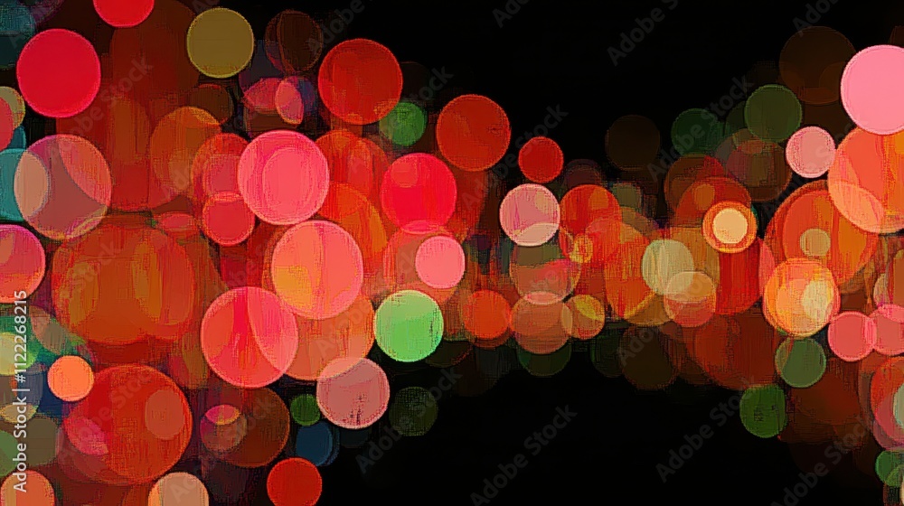 Aufkleber colorful round spots create a mesmerizing dance on a deep black background in a vivid display
