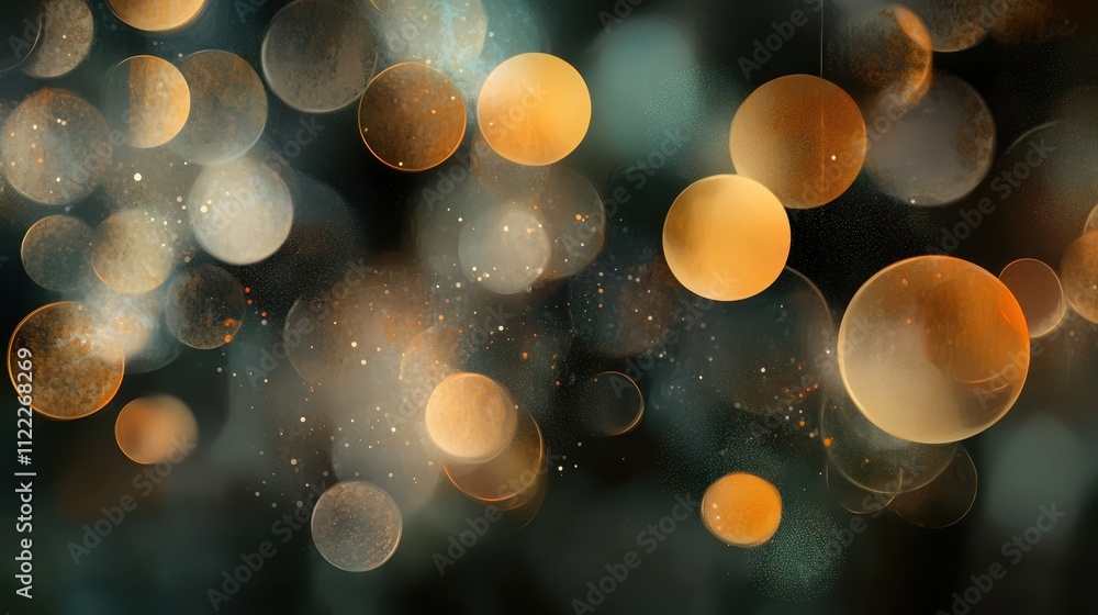 Poster golden orbs dance in the dark, creating a magical atmosphere of light and shadows