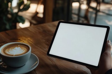 Modern Tech-Integrated Cafe Scene with iPad Ordering - Clean Aesthetic