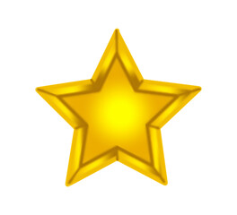 Star, yellow color, gold color, shades, decorative ornament, single item, isolated background.