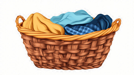 Obraz premium Basket with clothes on transparent background. Zephyr. Illustration