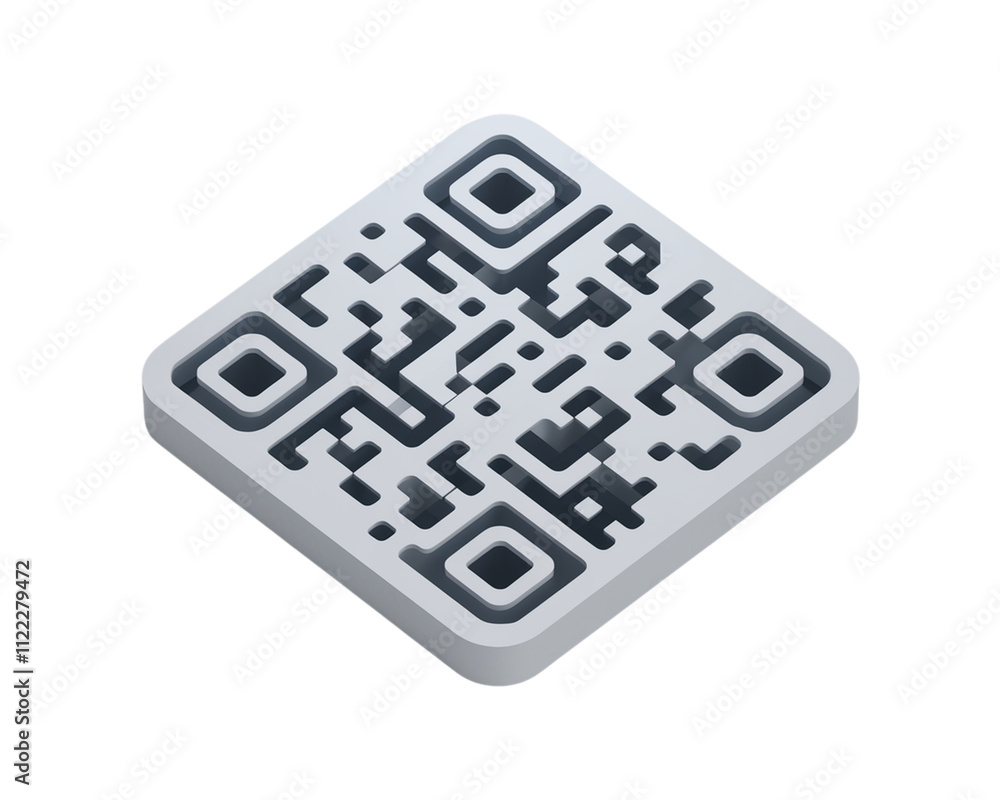 Poster 3d render of qr code design in three-dimensional style showcasing modern technology for digital enga