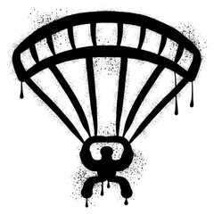 Hand drawn parachute with black spray paint graffiti